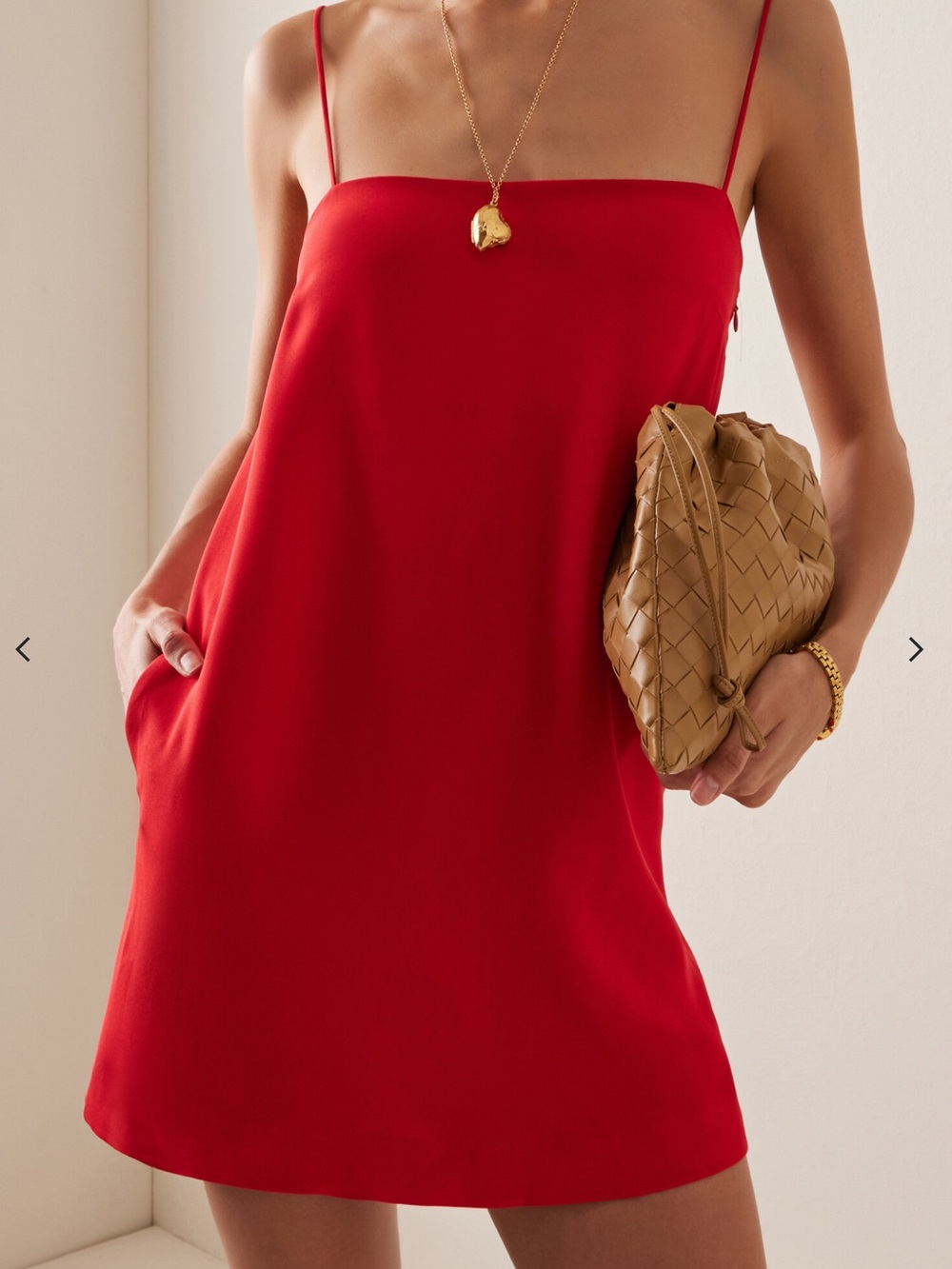 Yaitte Paros silk crepe mini dress, Red, Medium